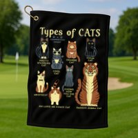 Types Of Cat Funny Comparison Cat Pet Lover Owner Golf Towel