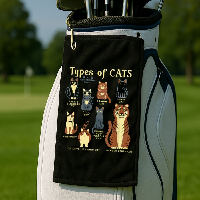 Types Of Cat Funny Comparison Cat Pet Lover Owner Golf Towel