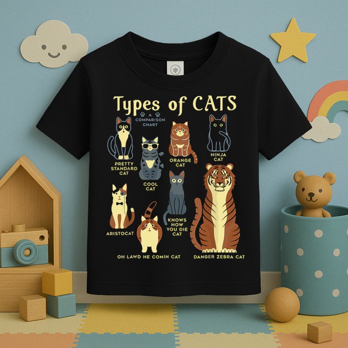 Types Of Cat Funny Comparison Cat Pet Lover Owner Toddler T-Shirt