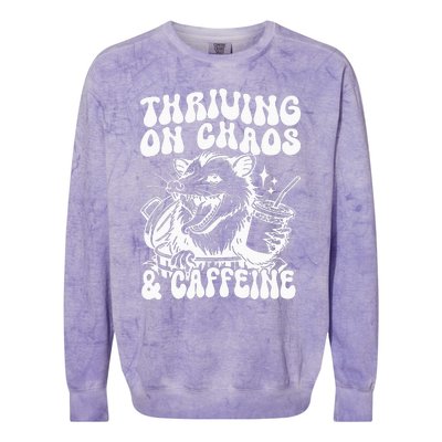 Thriving On Chaos & Caffeine Colorblast Crewneck Sweatshirt