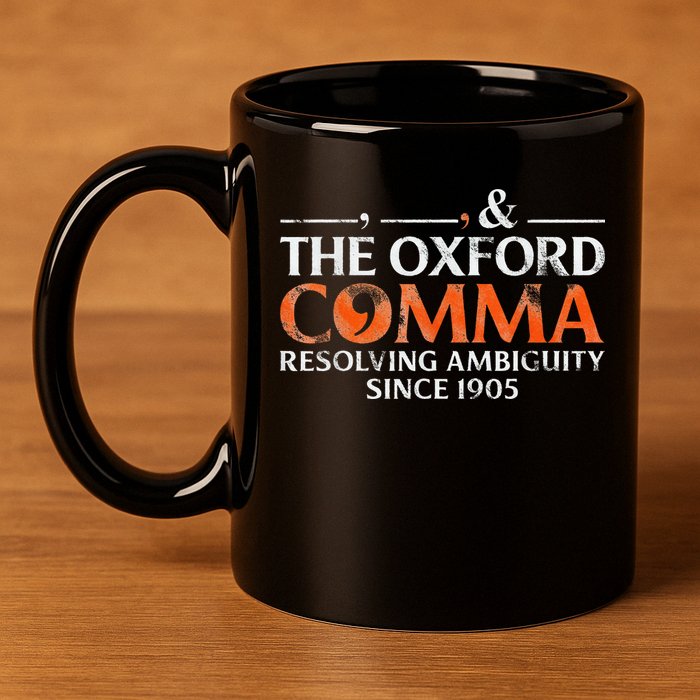 The Oxford Comma Resolving Ambiguity Since 1905 11oz C Handle Ceramic Mug