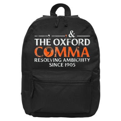 The Oxford Comma Resolving Ambiguity Since 1905 16 in Basic Backpack