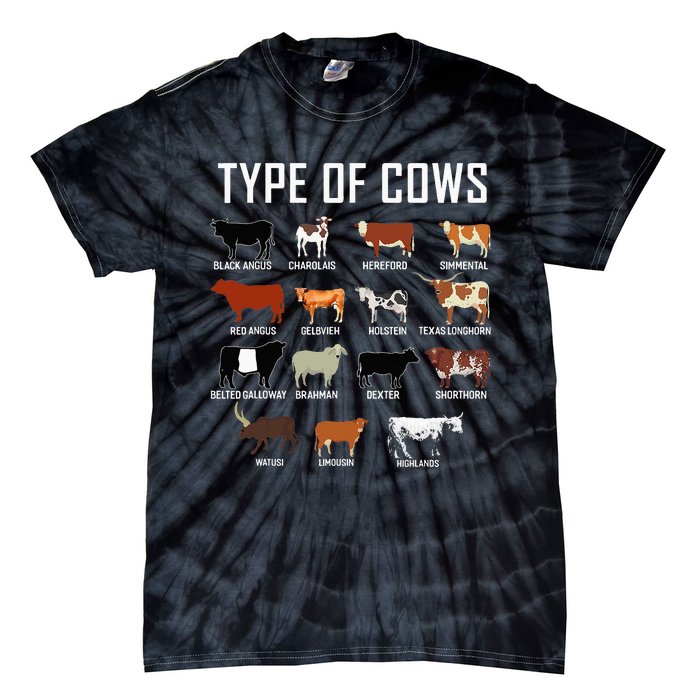 Types Of Cows Farmer Costume Cow Tie-Dye T-Shirt