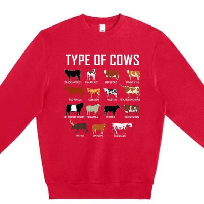 Types Of Cows Farmer Costume Cow Premium Crewneck Sweatshirt