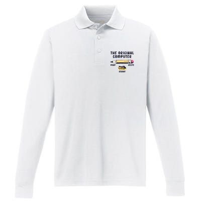 The Original Computer Sarcastic Funny It Tech Print Delete Performance Long Sleeve Polo