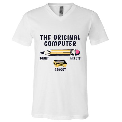 The Original Computer Sarcastic Funny It Tech Print Delete V-Neck T-Shirt