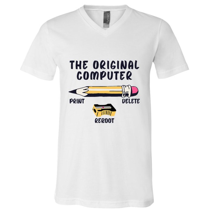 The Original Computer Sarcastic Funny It Tech Print Delete V-Neck T-Shirt