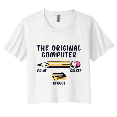 The Original Computer Sarcastic Funny It Tech Print Delete Women's Crop Top Tee