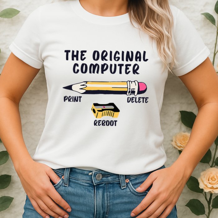 The Original Computer Sarcastic Funny It Tech Print Delete Women's T-Shirt