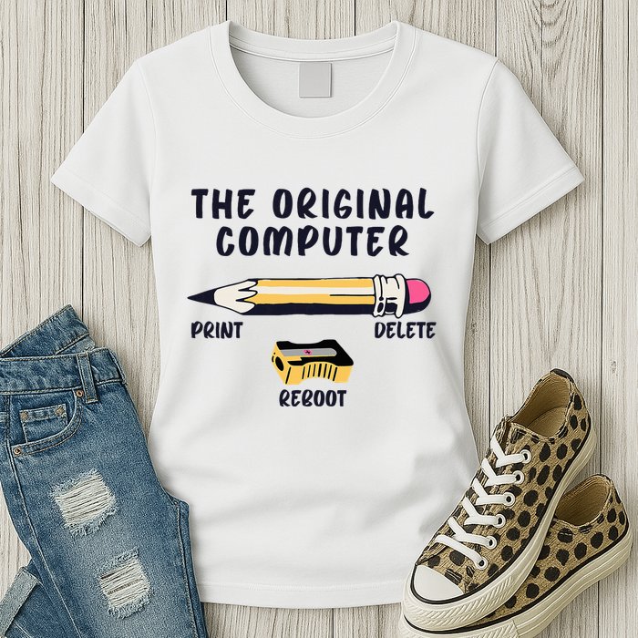 The Original Computer Sarcastic Funny It Tech Print Delete Women's T-Shirt