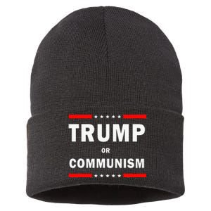 Trump Or Communism Trump 2024 For President Sustainable Knit Beanie