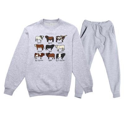 Types Of Cow & Cattle western Bulls Angus Farmer  Premium Crewneck Sweatsuit Set