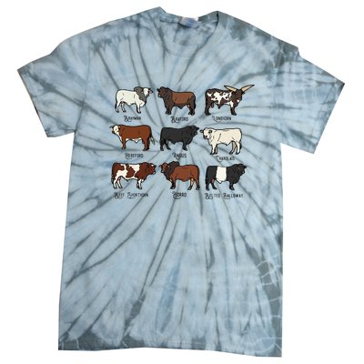 Types Of Cow & Cattle western Bulls Angus Farmer  Tie-Dye T-Shirt