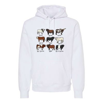 Types Of Cow & Cattle western Bulls Angus Farmer  Premium Hoodie