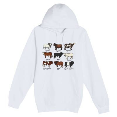 Types Of Cow & Cattle western Bulls Angus Farmer  Premium Pullover Hoodie