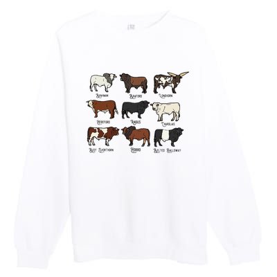 Types Of Cow & Cattle western Bulls Angus Farmer  Premium Crewneck Sweatshirt