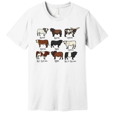 Types Of Cow & Cattle western Bulls Angus Farmer  Premium T-Shirt