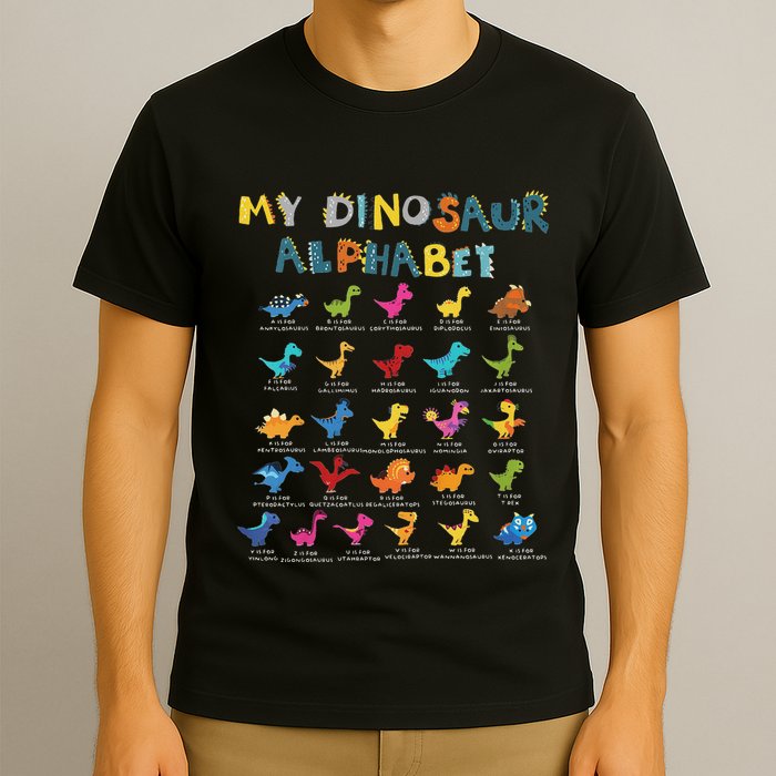 Types Of Dinosaurs Alphabet A Z Abc Dino Identification T-Shirt