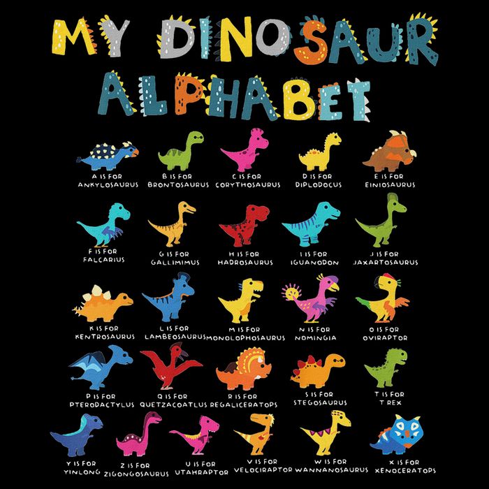 Types Of Dinosaurs Alphabet A Z Abc Dino Identification T-Shirt