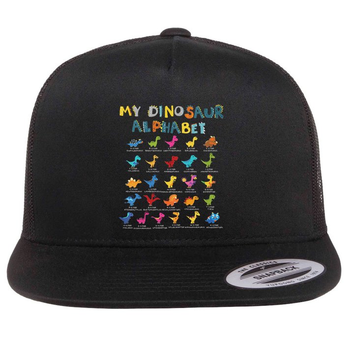 Types Of Dinosaurs Alphabet A Z Abc Dino Identification Flat Bill Trucker Hat