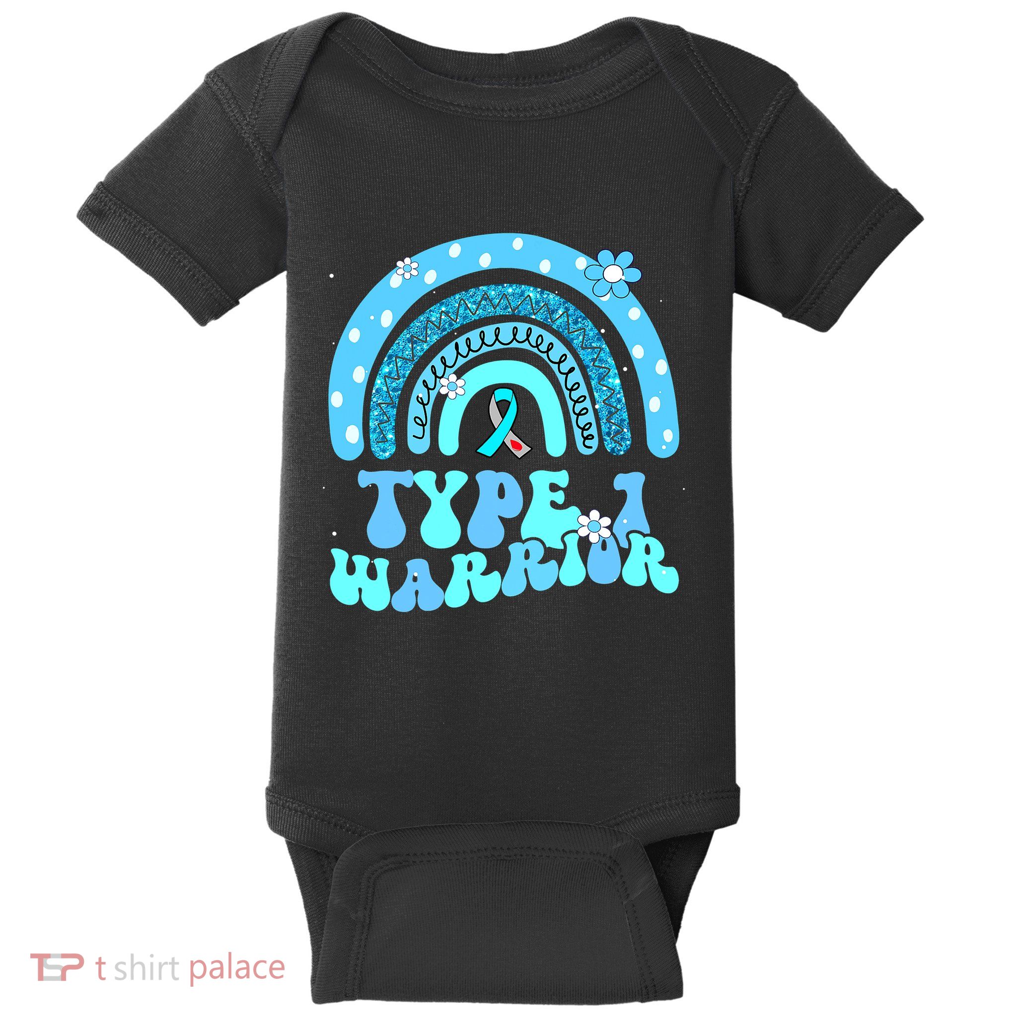Type one diabetic T1D warrior Diabetes Awareness Blue Ribbon Baby Bodysuit