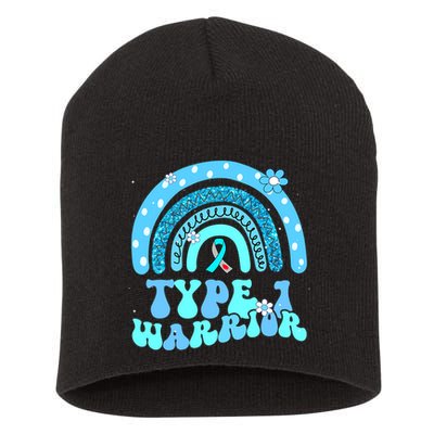 Type one diabetic T1D warrior Diabetes Awareness Blue Ribbon Short Acrylic Beanie