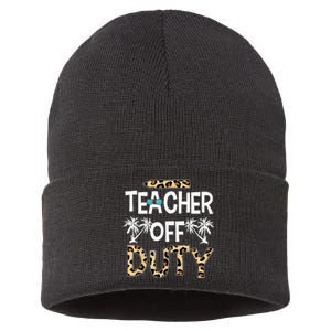 Teacher Off Duty Happy Last Day Of School Teacher Summer Sustainable Knit Beanie