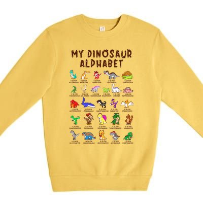 Types Of Dinosaurs Alphabet Dino Identification Premium Crewneck Sweatshirt