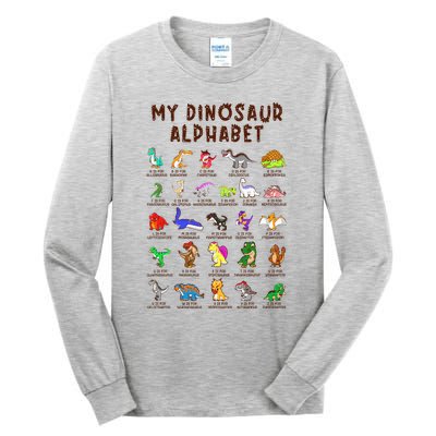 Types Of Dinosaurs Alphabet Dino Identification Tall Long Sleeve T-Shirt