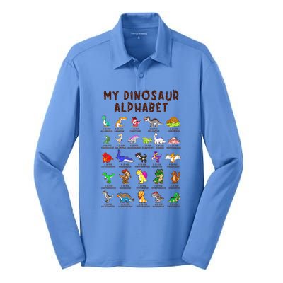 Types Of Dinosaurs Alphabet Dino Identification Silk Touch Performance Long Sleeve Polo