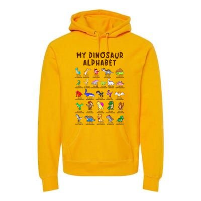 Types Of Dinosaurs Alphabet Dino Identification Premium Hoodie