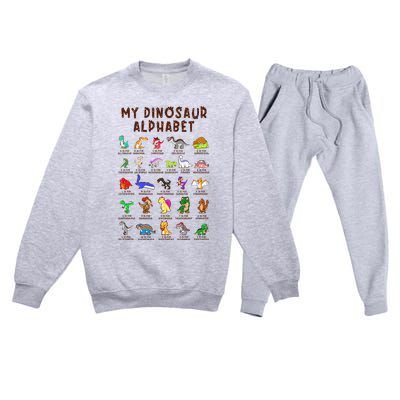 Types Of Dinosaurs Alphabet Dino Identification Premium Crewneck Sweatsuit Set