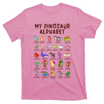 Types Of Dinosaurs Alphabet Dino Identification T-Shirt