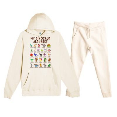 Types Of Dinosaurs Alphabet Dino Identification Premium Hooded Sweatsuit Set