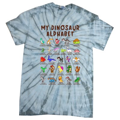 Types Of Dinosaurs Alphabet Dino Identification Tie-Dye T-Shirt