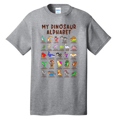 Types Of Dinosaurs Alphabet Dino Identification Tall T-Shirt