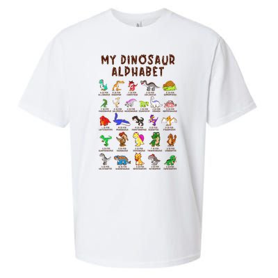 Types Of Dinosaurs Alphabet Dino Identification Sueded Cloud Jersey T-Shirt