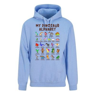 Types Of Dinosaurs Alphabet Dino Identification Unisex Surf Hoodie