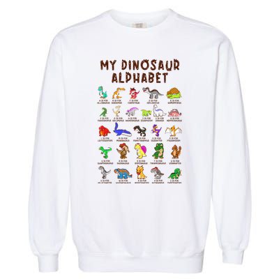 Types Of Dinosaurs Alphabet Dino Identification Garment-Dyed Sweatshirt