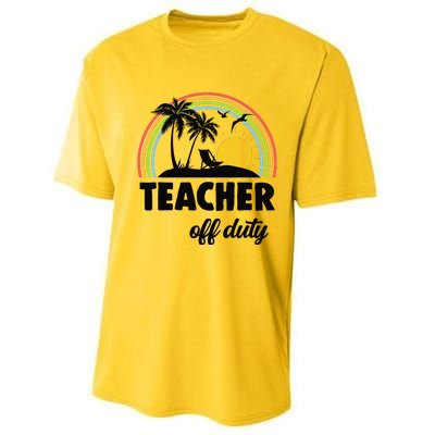 Teacher Off Duty Rainbow End Of School Year Performance Sprint T-Shirt