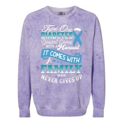 Type One Diabetes For Family Blue Ribbon Diabetic T1D Family Colorblast Crewneck Sweatshirt