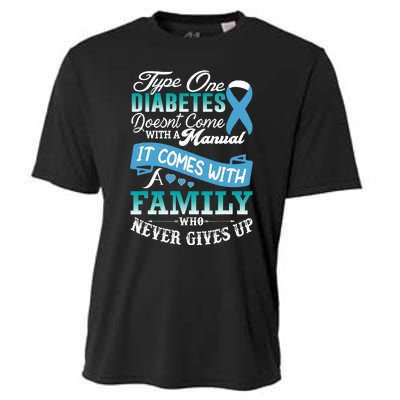 Type One Diabetes For Family Blue Ribbon Diabetic T1D Family Cooling Performance Crew T-Shirt