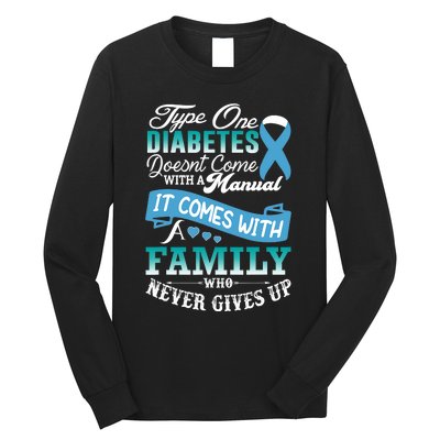 Type One Diabetes For Family Blue Ribbon Diabetic T1D Family Long Sleeve Shirt