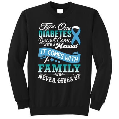 Type One Diabetes For Family Blue Ribbon Diabetic T1D Family Sweatshirt