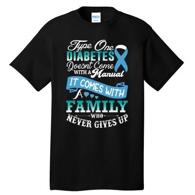 Type One Diabetes For Family Blue Ribbon Diabetic T1D Family Tall T-Shirt