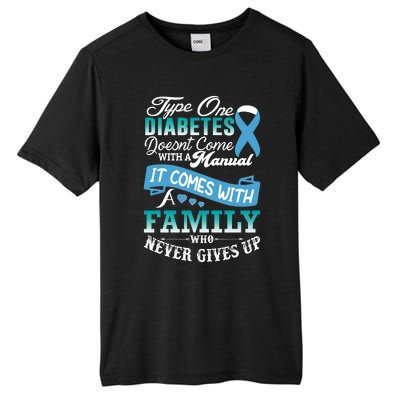 Type One Diabetes For Family Blue Ribbon Diabetic T1D Family Tall Fusion ChromaSoft Performance T-Shirt