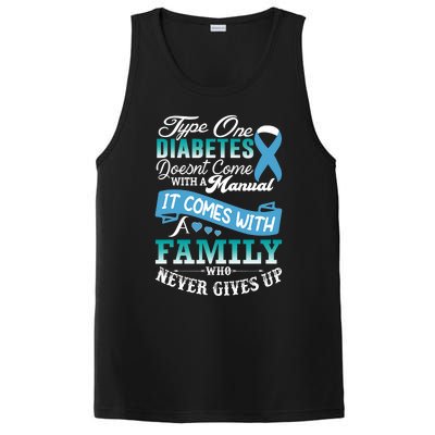 Type One Diabetes For Family Blue Ribbon Diabetic T1D Family PosiCharge Competitor Tank