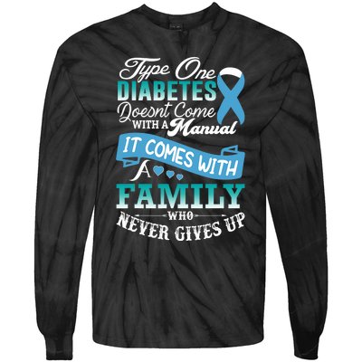 Type One Diabetes For Family Blue Ribbon Diabetic T1D Family Tie-Dye Long Sleeve Shirt