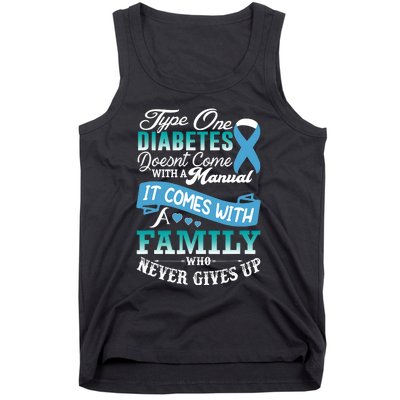 Type One Diabetes For Family Blue Ribbon Diabetic T1D Family Tank Top