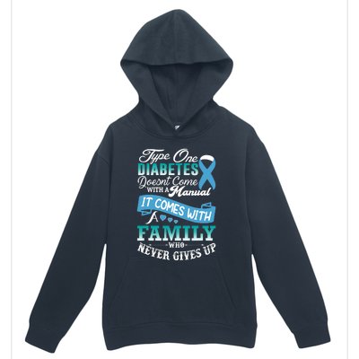 Type One Diabetes For Family Blue Ribbon Diabetic T1D Family Urban Pullover Hoodie